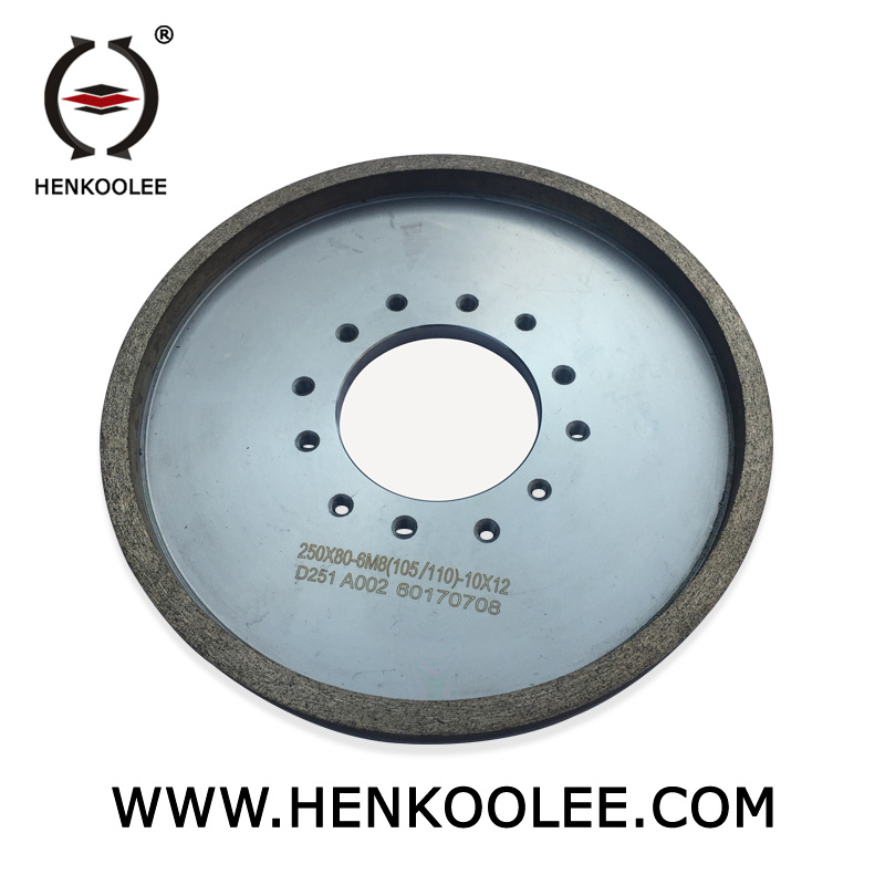 250X80-6MB (105/110) -10X12mm Continuous Rim Metal-Bond Diamond Dry-Grinding Wheel