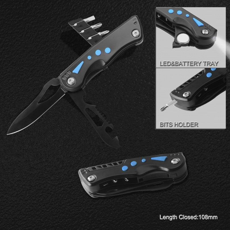 Multi Function Pocket Knife with LED Flashlight (#6209B)