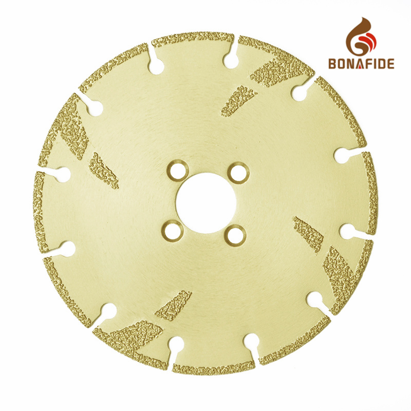 Customized Vacuum Brazed Diamond Cutting Saw Blade with Reinforced & 4 Pin Flange Hole